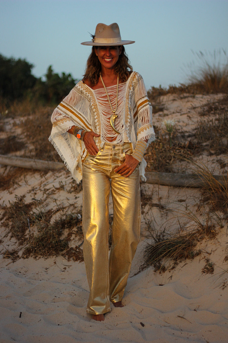 Poncho top corto blanco