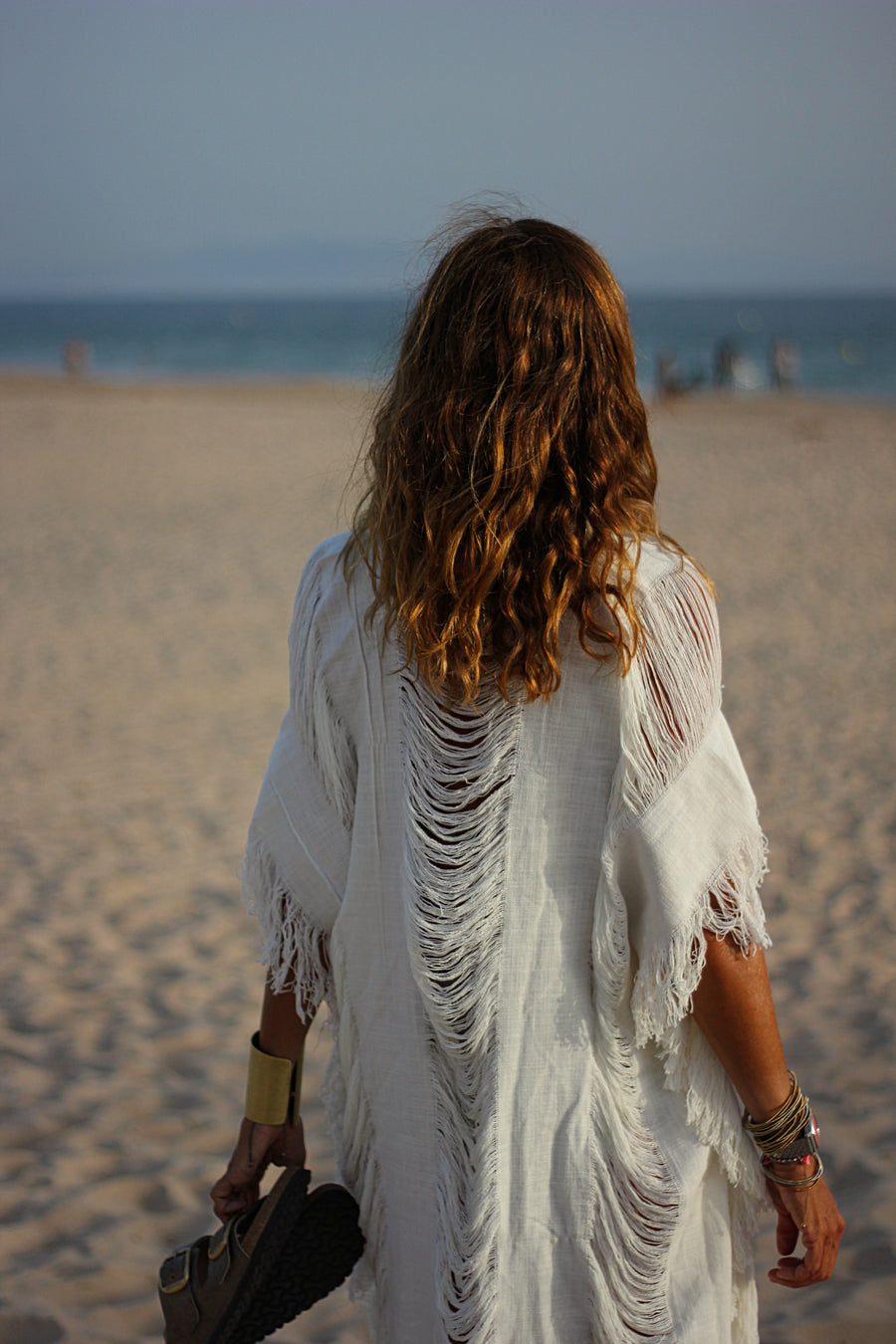 Kimono Flecos blanco con mangas